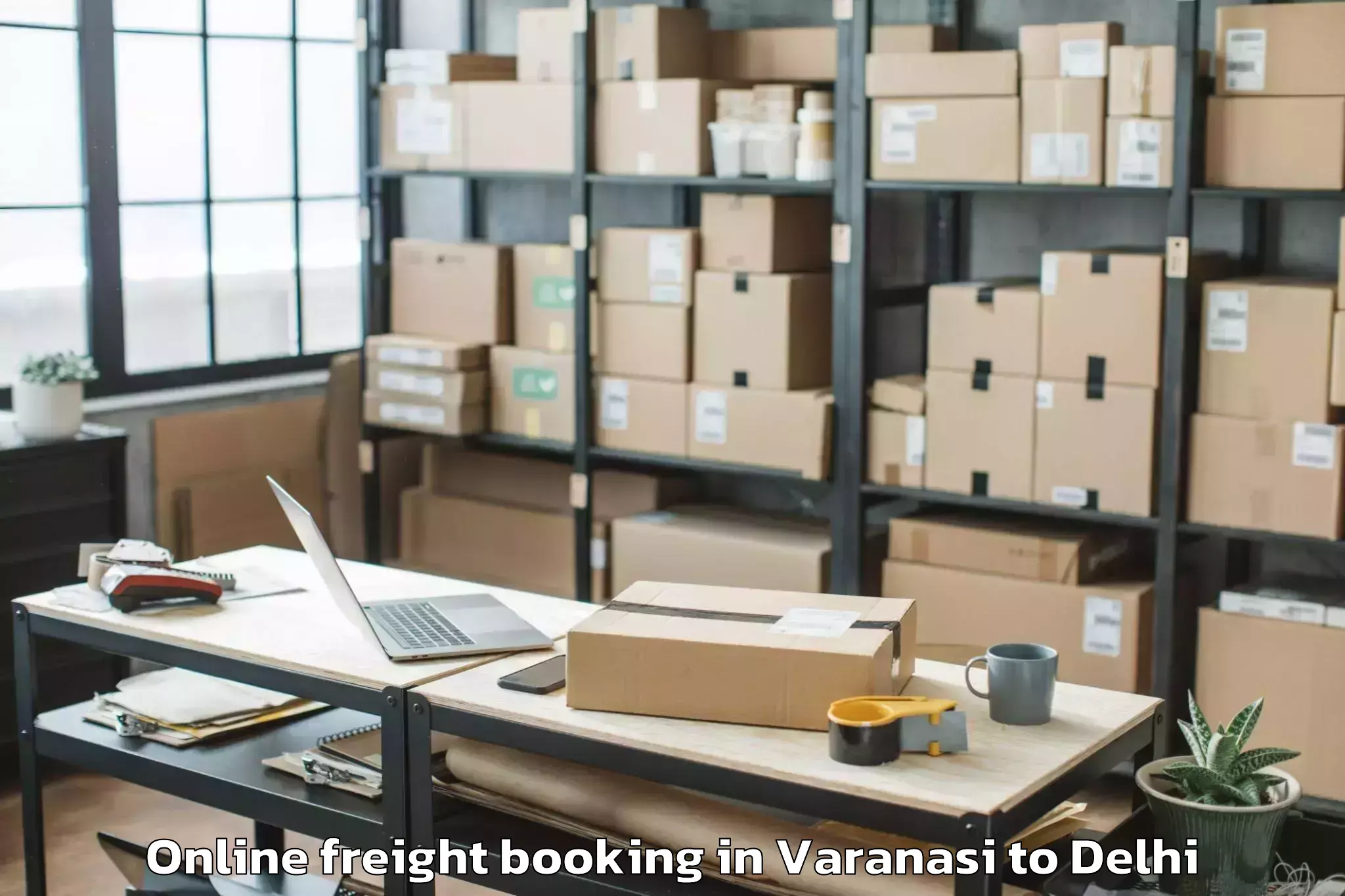 Top Varanasi to Garhi Online Freight Booking Available